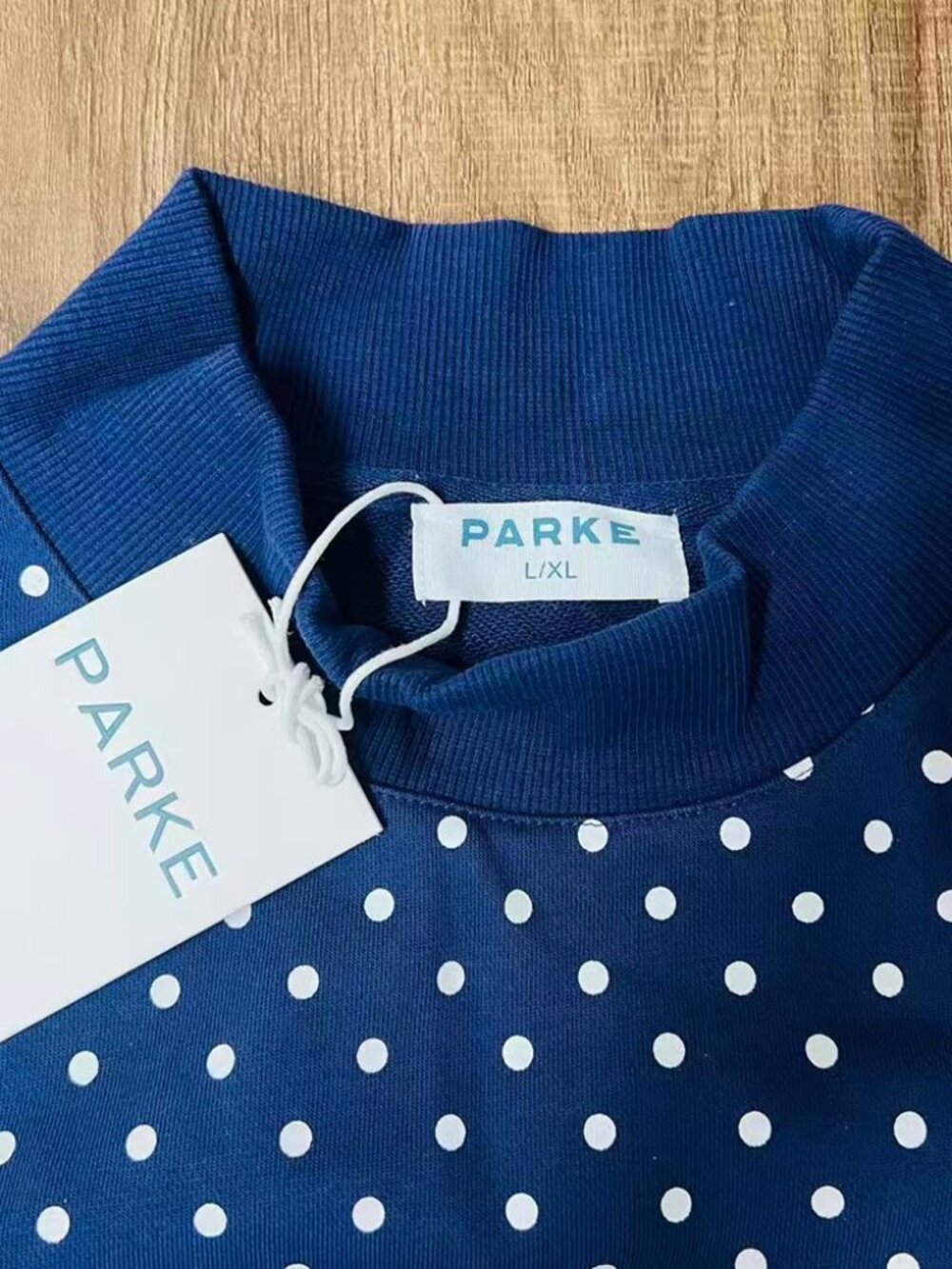 PARKE Polka Dot Mock Neck Sweatshirt - Picture 3 of 5